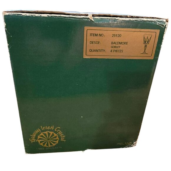 Galway Irish Leaded Crystal Balmoral Goblet Set Of 4 Glasses In Box DH1365 - Picture 6 of 7